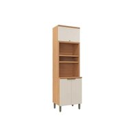 Paneleiro de Cozinha Modulado Selene c/ 3 Portas e 2 Nichos p/ Fornos 65cm Jequitiba/Off White Fosco - Linea Brasil