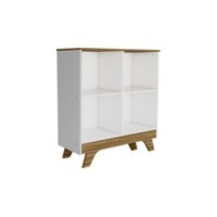 Estante Infantil Retrô 2869 c/ 4 Nichos Branco/Amendoa - Peroba