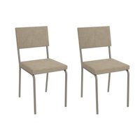 Cadeira Sala de Jantar Zaria 2C128NK Aço Kit 2 Un Niquel/Linho Bege Fendi - Kappesberg