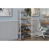 Estante de Livros Industrial Alta LI006 Aço c/ 5 Prateleiras 72x152cm Canela/Branco - Kappesberg