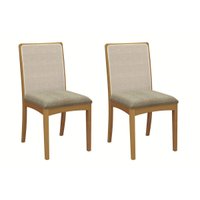 Cadeira Sala de Jantar Lara 2CMM009CA Premium Madeira Maciça Kit 2 Un Carvalho/Boucle Bege Fendi/Tela Bege - Kappesberg