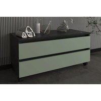 Gabinete de Banheiro c/ Rodízio BN3603 s/ Cuba c/ 2 Gavetas 80cm Marmore Lunar/Verde Mar - Tecno Mobili