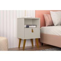 Mesa Cabeceira Búzios c/ 1 Gaveta e 1 Nicho Off White - Linea Brasil