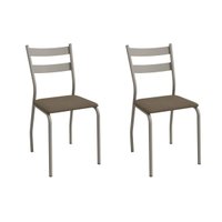 Cadeira Sala de Jantar Bali 2C141NK Aço Kit 2 Un Niquel/Suede Cappuccino - Kappesberg