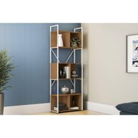 Estante Livreiro Casal Industrial Alta LI014 c/ 6 Nichos 72x202cm Canela/Branco - Kappesberg