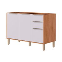 Gabinete de Cozinha Modulado Balcão Esplêndida c/ 3 Portas e 2 Gavetas s/Tampo 120cm Cinamomo/Off White - MGM