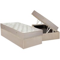 Conjunto Box Baú Solteiro: Colchão Molas Ortobom Hotelaria Nanolastic Orthotel Superluxo + Base CRC Suede Clean (88x188)