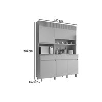 Kit de Cozinha Compacta Realeza c/ 5 Portas e 2 Gavetas 160cm Carvalho/Titânio - Nesher