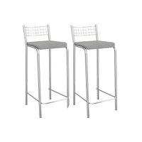 Banqueta de Cozinha Gênova 2B705CR Aço Kit 2 Un Cromado/Boucle Cinza - Kappesberg