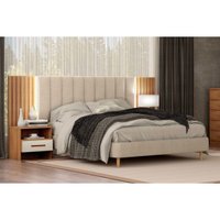 Cabeceira Cama Box Madeirado Casal Bandeira/Himalaia c/ 2 Mesas e 2 Gavetas Cumaru/Fendi 25 - Novo Horizonte