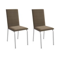 Kit 2 Cadeiras Sala Jantar Amsterdã 2C091 Aço 2 Un Cromado/Suede Cappuccino - Kappesberg