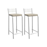 Banqueta de Cozinha Gênova 2B705CR Aço Kit 2 Un Cromado/Linho Bege Fendi - Kappesberg