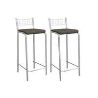 Kit 2 Banquetas Sala Jantar Gênova 2B705CR Aço 2 Un Cromado/Suede Escuro - Kappesberg
