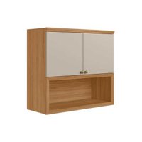 Armário Aéreo p/ Cozinha Selene c/ 2 Portas e 1 Nicho 80cm Jequitiba/Off White Fosco - Linea Brasil