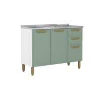 Gabinete de Cozinha Modulado c/ Pia Bella c/ 3 Portas e 2 Gavetas 120cm Verde - Bertolini