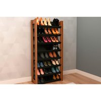 Armário Sapateira Quarto Sapateira AZ1006 c/ 8 Prateleiras Preto/Nogal - Tecno Mobili