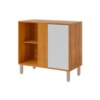 Balcão de Cozinha c/ Tampo Divina de Canto c/ 1 Porta 92cm Cinamomo/Branco - MGM