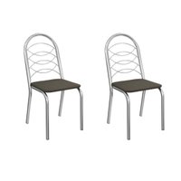 Cadeira Sala de Jantar Holanda 2C009CR Aço Kit 2 Un Cromado/Suede Escuro - Kappesberg