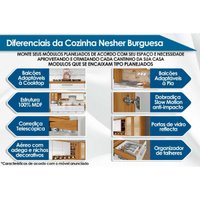 Cozinha Modulada Completa Burguesa Premium 6 Peças (3Aéreo+2Balcões+1Paneleiro) C6P55 Freijo/Off White - Nesher