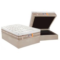 Cama Box Baú Casal: Colchão Molas MasterPocket Ensacadas Castor Silver Star Air + Base CRC Suede Clean (138x188)