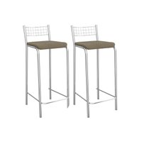 Kit 2 Banquetas Sala Jantar Gênova 2B705CR Aço 2 Un Cromado/Boucle Bege Fendi - Kappesberg