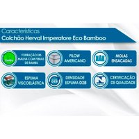 Colchão Solteiro Molas MasterPocket Ensacadas Visco Imperatore Eco Bamboo Euro Pillow (88x188x34) - Herval