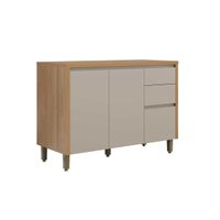 Gabinete de Cozinha Modulado c/ Tampo Allure c/ 2 Portas e 3 Gavetas 120cm Jequitiba/Gris Fosco - Linea Brasil