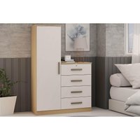 Cômoda de Quarto Aurora 1 Porta e 4 Gavetas Freijo/White Laca - Genialflex