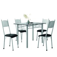 Conjunto De Mesa Sala de Jantar Sara Com 4 Cadeiras Tubular Granito 1,20m Artefamol