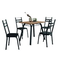Conjunto de Mesa Sala de Jantar com 4 Cadeiras Tubular Tampo BP Madeirado Retangular