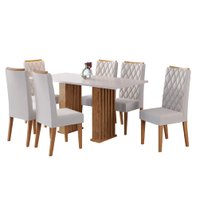 Conjunto Sala de Jantar Mesa Ripada Stade 1,60m 6 Cadeiras Bele Veludo Viero