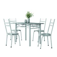 Conjunto De Mesa Sala de Jantar Com 4 Cadeiras Leia Tubular Granito 1,20m Artefamol
