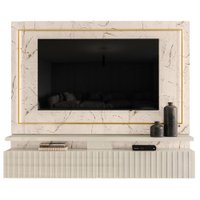 Painel Suspenso Tv 75 Pol 2P 216 cm Gaia Calacata Off White MADETEC