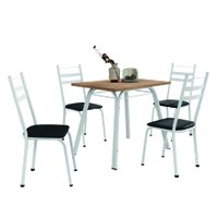 Conjunto de Mesa Sala de Jantar c/4 Cadeiras Tubular Tampo BP Madeirado Retangular
