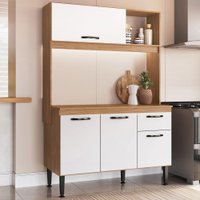 Cozinha Compacta Gaby 4 Portas 1 Gaveta com Tampo Freijó/Branco - Pnr Móveis