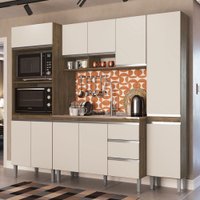 Armário de Cozinha Thalia 10 Portas 3 Gavetas Itauba/Off White - Pnr Móveis