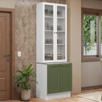 Kit Balcão + Cristaleira 70 cm Branco/Verde/Branco Vik Madesa 02