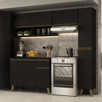 Armário de Cozinha Completa Atlanta Slim Preto Touch