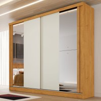 Guarda-Roupa Casal Monterey 4 Gavetas 2 Portas com Espelho Peroba/Off White- Mademarques