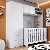 Quarto de Bebê Completo 3 em 1 Imaginação 4 Portas Branco - Pnr Móveis