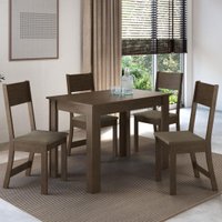 Conjunto Sala de Jantar Fidelitá Veneza Com 4 Cadeiras Noce/Off-White Assento Cacau