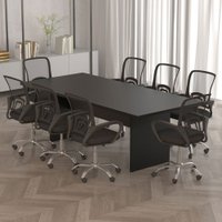 Mesa de Reunião para Escritório 220 Cm Me4190 Preto - Tecno Mobili