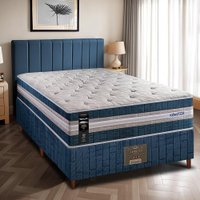 Cama Box Solteiro Colchão + Box 88x188x70 com Molas Ensacadas Robust 220 Azul Cama inBox