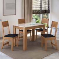 Conjunto Sala de Jantar Fidelitá Veneza Com 4 Cadeiras Freijó/Off-White Assento Preto
