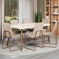 Conjunto Sala de Jantar 6 Cadeiras Parma Carraro Petra e Rosê