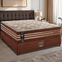 Cama Box Casal Colchão + Box 138x188x76 com Espuma Látex Robust Gel 220 Caramelo Cama inBox