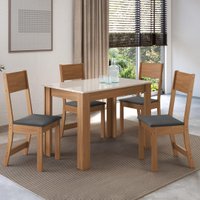 Conjunto Sala de Jantar Fidelitá Veneza Com 4 Cadeiras Freijó/Off-White Assento Grafite