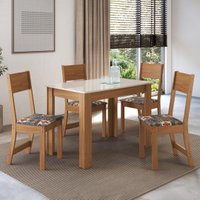 Conjunto Sala de Jantar Fidelitá Veneza Com 4 Cadeiras Freijó/Off-White Assento Alaska