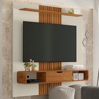 Painel para TV Até 65 Polegadas Eslováquia 1 Porta 1 Prateleira Off White/Naturale - Pnr Móveis