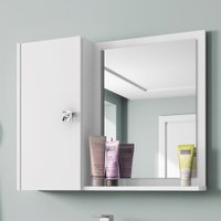 Armário de Banheiro Paloma 1 Porta 2 Prateleiras com Espelho Branco - Pnr Móveis